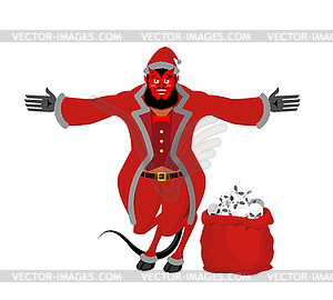 Krampus Satan Santa. Claus red demon with horns. - vector clipart / vector image