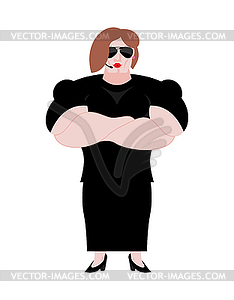 Female Bodyguard. Strong Woman guard at nightclub. - vector image