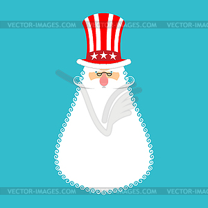 Santa Uncle Sam. American Christmas Claus. Winter - vector image