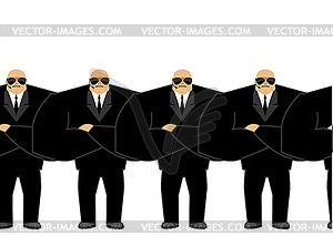 Bodyguard. Black suit and hands-free. Security - vector image