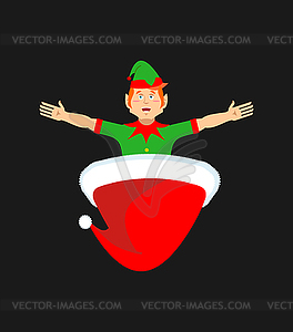 Santa cap and elf. Little Claus assistant. Christma - vector clipart