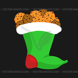 Christmas stocking with Cookie. traditional - vector image