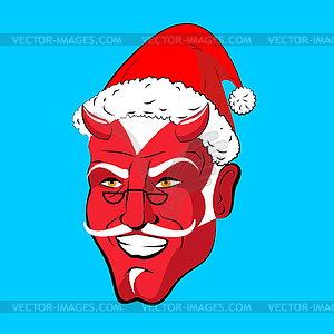 Крампус Сатана Санта. Клаус красный демон с рогами. - клипарт в векторном формате