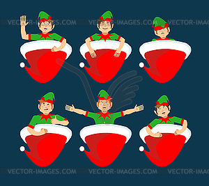 Santa cap and elf. Little Claus assistant set. - vector image