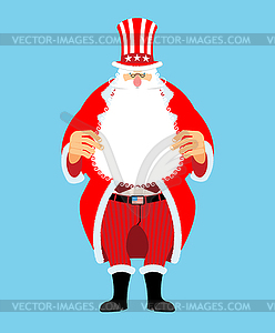 Santa Uncle Sam. American Christmas Claus. Winter - vector clipart