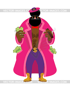 Pimp and money. Cool man. bully gigolo. dishonest - vector clip art