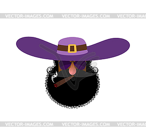 Pimp head . Eccentric man with beard and wearing - vector image