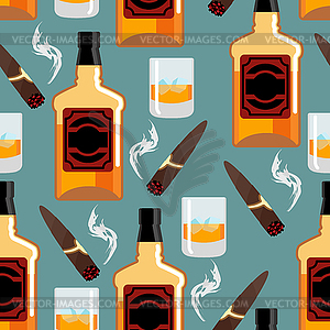 Whiskey with ice seamless pattern. Gentleman - vector image