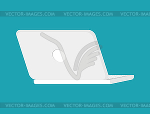 Open white laptop back . notebook pc. Portable - vector image