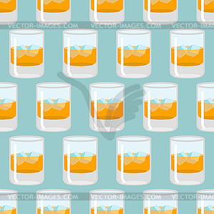 Glass of whiskey and ice seamless pattern. Scotch - vector clipart