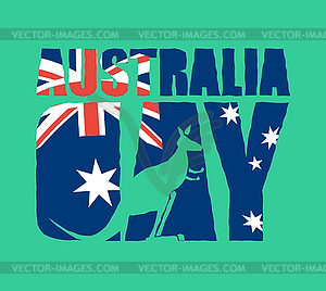 Australia Day emblem holiday. Kangaroos and - vector clip art