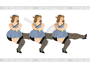 Beautiful girl in sailor uniform dance whit cap - vector clip art