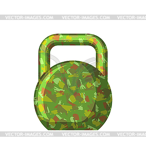 Kettlebell green camouflage military. Gift for men - vector clip art