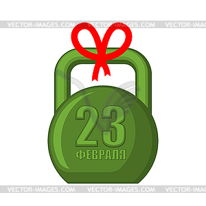 23 February Kettlebell. Gift for men. For military - vector image