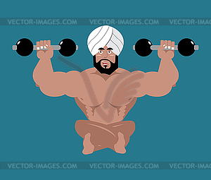Indian sportsman. Fitness athlete of India. Yoga - vector image