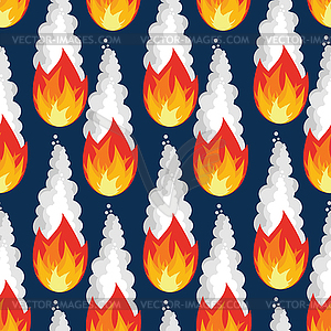 Meteor rain seamless pattern. Fire asteroid texture - vector image