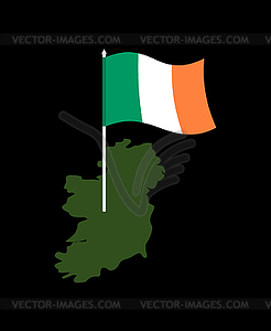 Ireland map and flag. Irish banner and land - vector clipart