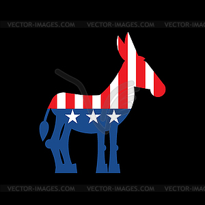 Демократ Осел и флаг США. Политическая партия Америки - векторное изображение