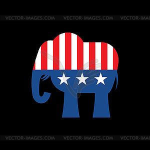 Republican elephant and US flag. Political Party - vector image