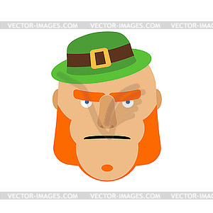 Leprechaun in green hat face. Head with Red beard. - vector clip art