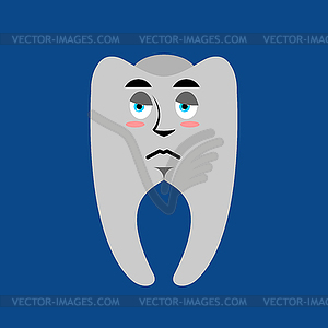 Tooth sad Emoji. Teeth sorrowful emotion - vector image