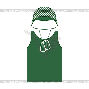 Soldiers helmet and shirt. Military clothing. Army - vector clip art