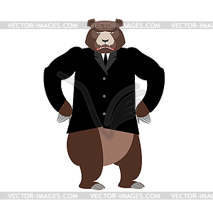 Bear boss. Grizzly businessman in business suit. - vector image