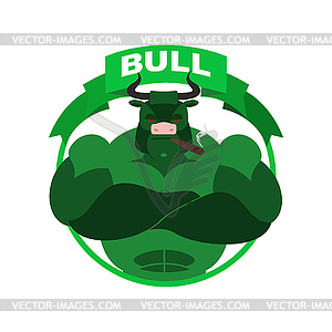 Green Bull Up Arrow. Exchange Trader . Business conc - vector clipart