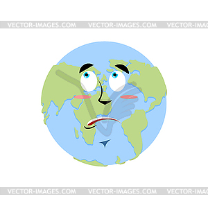 Earth surprise Emoji. Planet amaze emotion - vector image