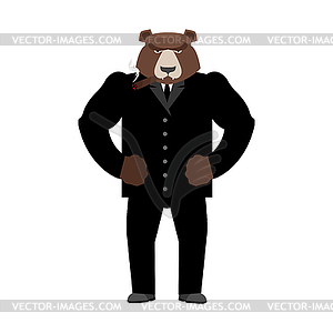 Bear boss. Grizzly businessman in business suit. - vector image