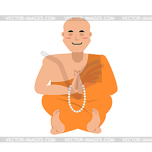 Buddhist monk meditating. Zen and enlightenment. - vector clip art
