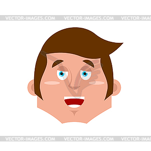 Guy happy Emoji. boy merry emotion . young man face - vector clipart