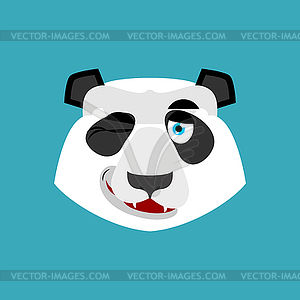 Panda winking Emoji. Chinese bear happy emotion - vector image