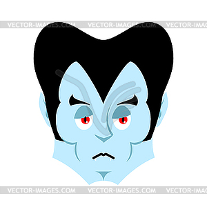 Dracula sad Emoji. Vampire sorrowful emotion face - vector image