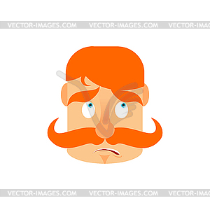 Vintage Irishman with red mustache surprise Emoji. - stock vector clipart