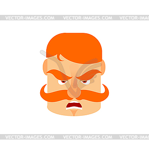 Vintage Irishman with red mustache angry Emoji. - vector image