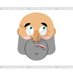 Brutal Man surprising Emoji. Men face astonished - vector image