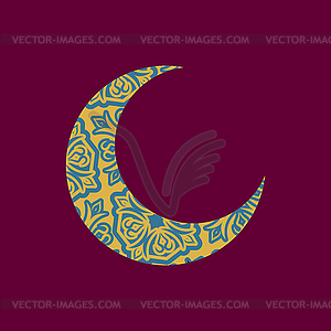 Crescent Arab pattern. for Eid Mubarak. Ramadan isl - vector clipart