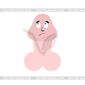 Penis surprised Emoji. dick emotion astonished - vector image