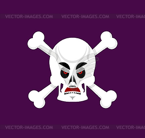 Skull and crossbones angry Emoji. skeleton head - vector image