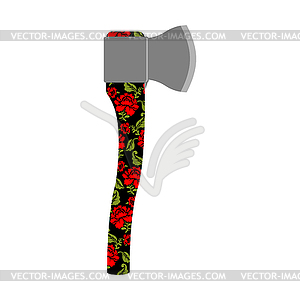 Russian ax. National folk tool in Russia. Axe and - color vector clipart