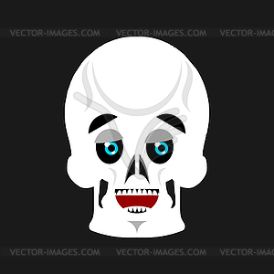 Skull happy Emoji. skeleton head marry emotion - vector image