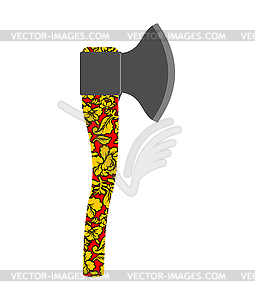 Russian ax. National folk tool in Russia. Axe and - vector clipart