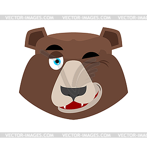 Bear winking Emoji. grizzly happy emotion. face Wil - vector clipart