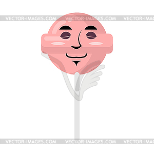 Lollipop sleeping Emoji. Candy on stick asleep - vector clip art