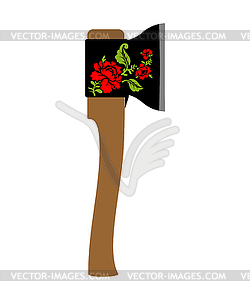 Russian ax. National folk tool in Russia. Axe and - vector clip art