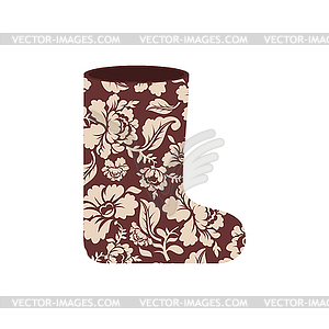 Russian winter boots (valenki) Khokhloma painting. - color vector clipart