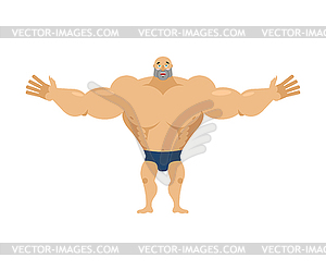 Happy bodybuilder. merry sportsman. Glad Athlete . - vector image