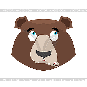 Bear surprised Emoji. grizzly astonished emotion. - vector image