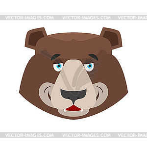 Bear happy Emoji. grizzly merry emotion. face Wild - vector clipart